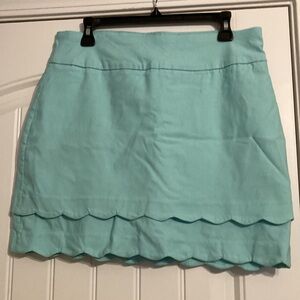 Aqua Scalloped Hem Skorts